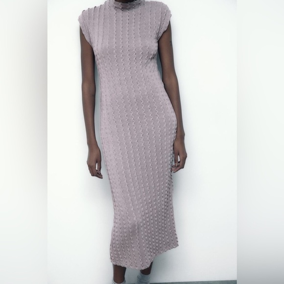 Zara Ribbed Textured Soft Stretch Knit Sleeveless Midi Dress - Picture 5 of 15